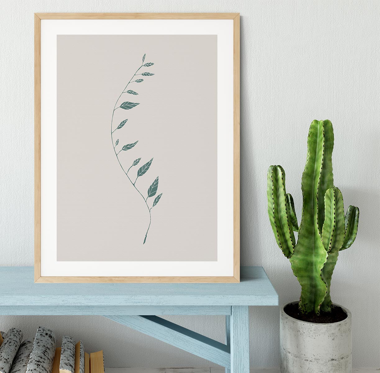 Wavy Branch Green Framed Print - Canvas Art Rocks - 3