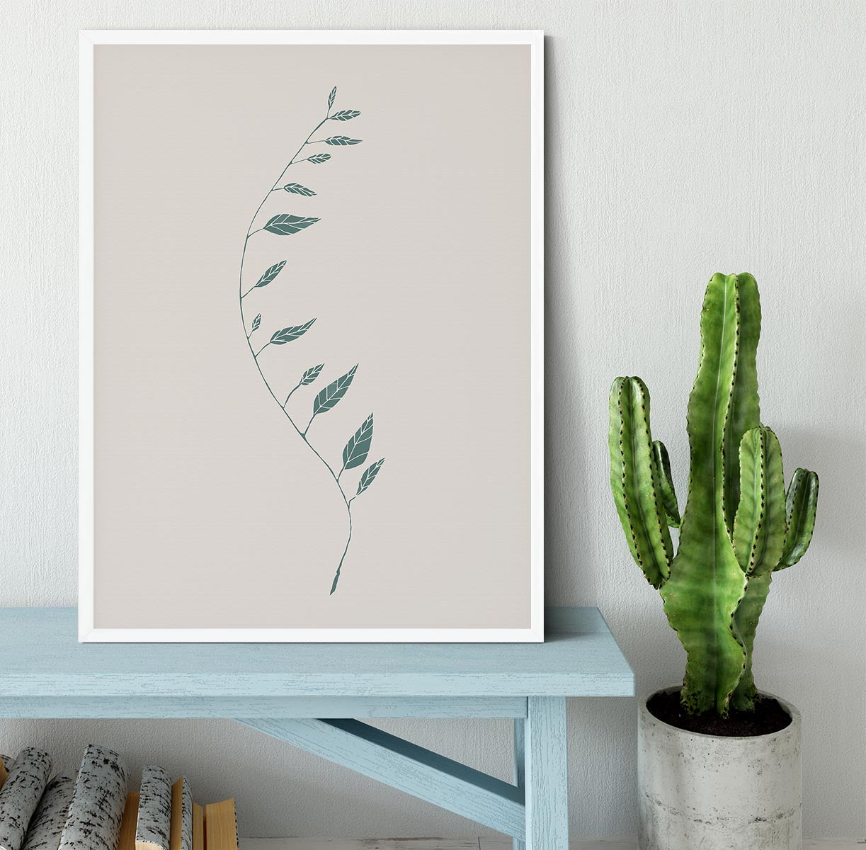 Wavy Branch Green Framed Print - Canvas Art Rocks -6