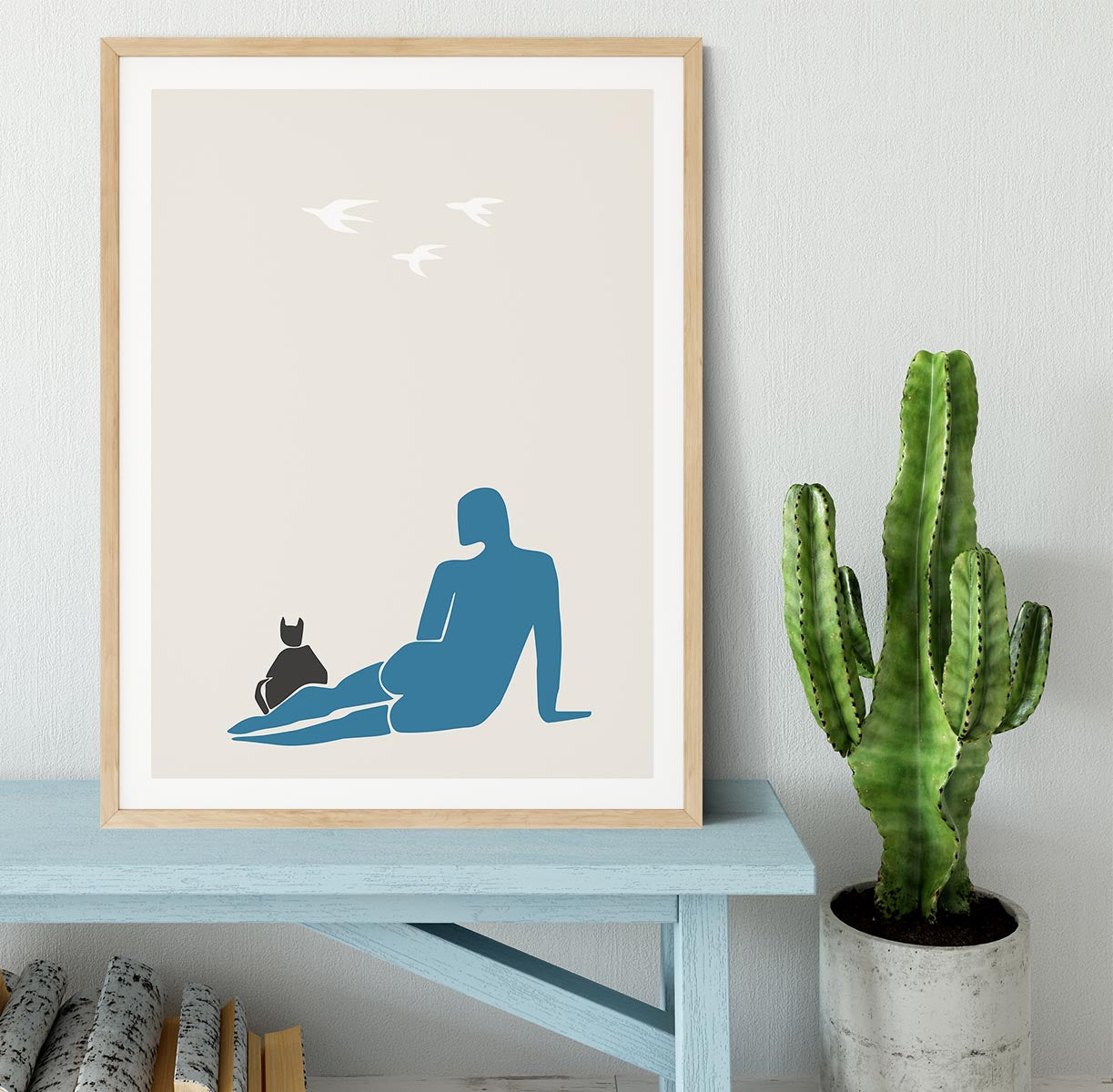 Woman and Cat Framed Print - Canvas Art Rocks - 4