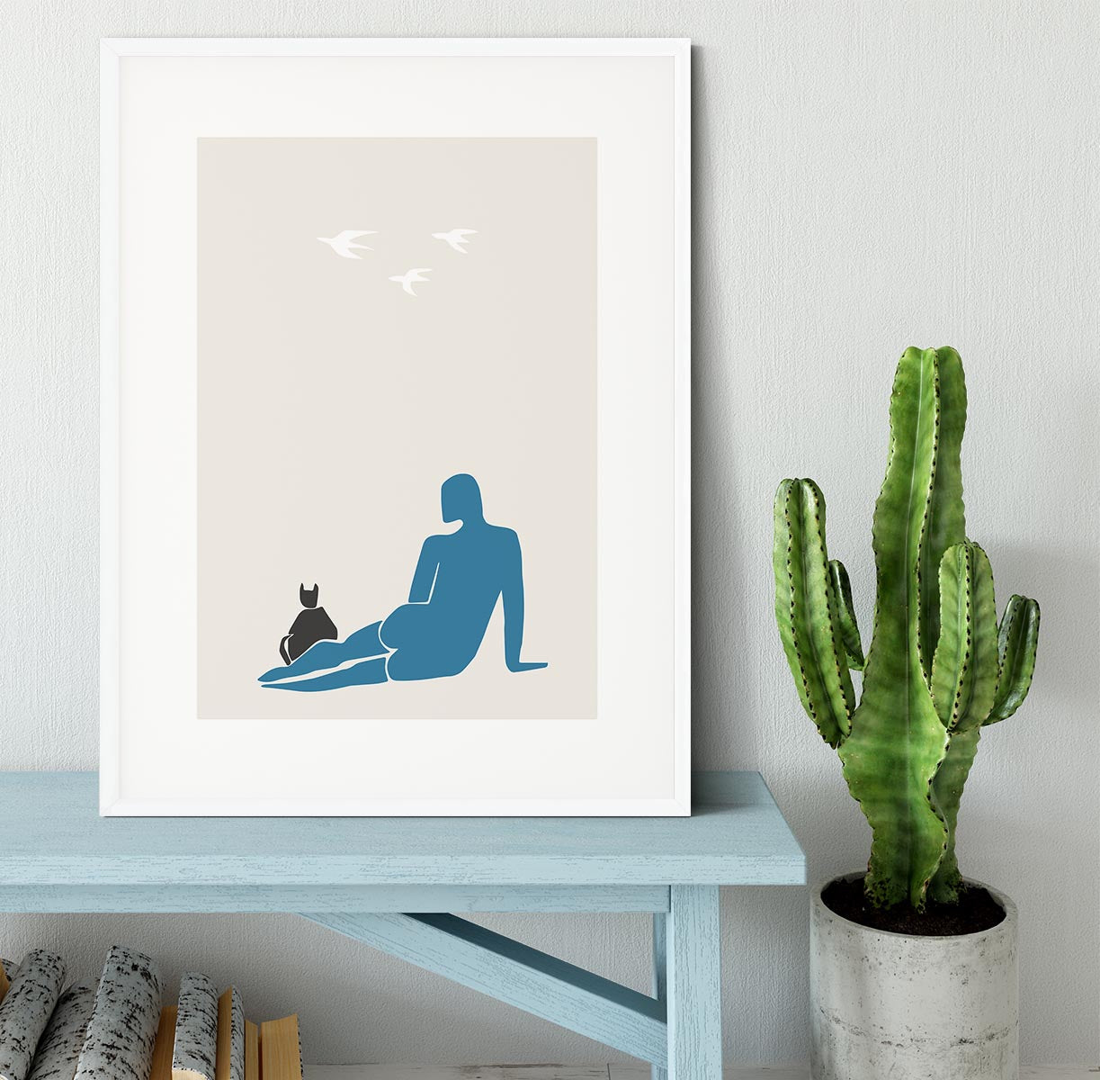 Woman and Cat Framed Print - Canvas Art Rocks - 5