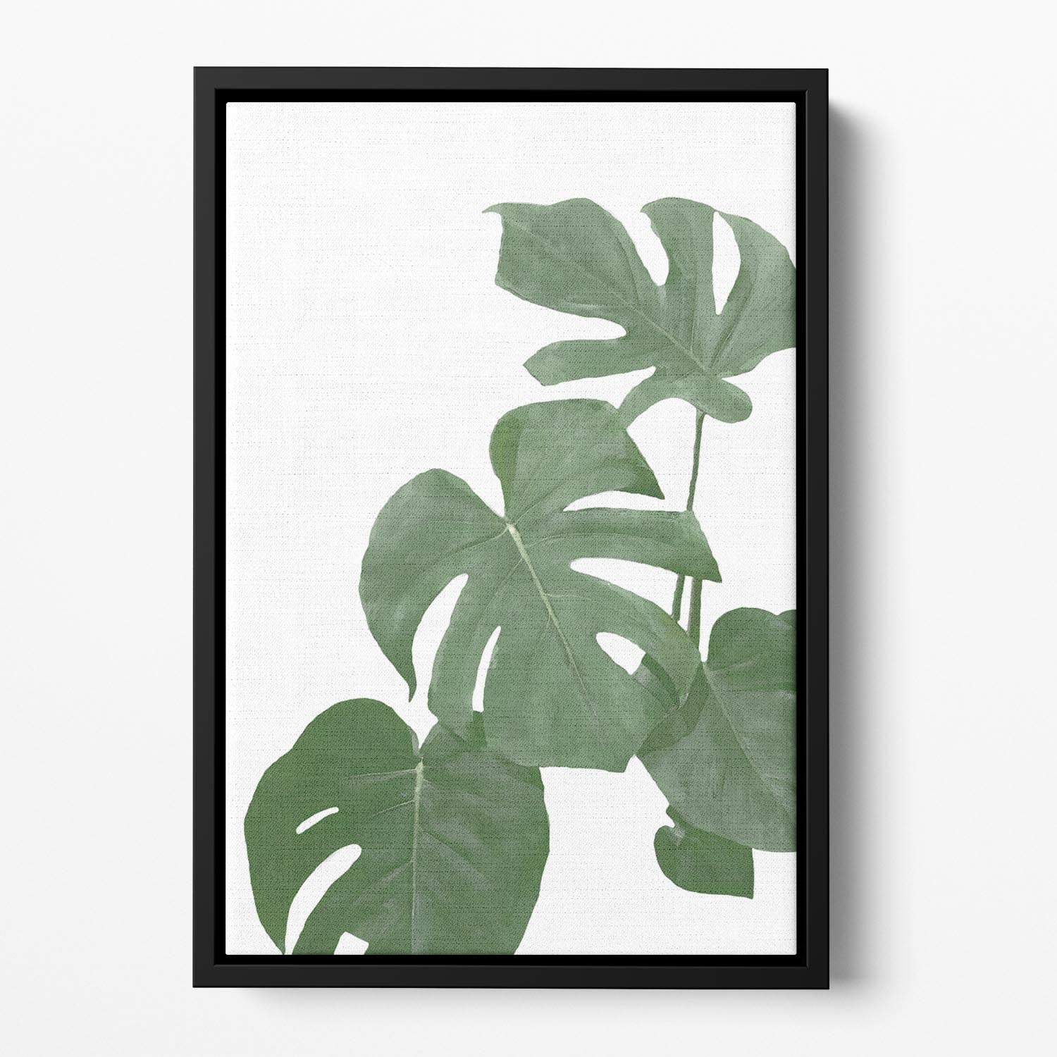 Monstera Aqua 03 Floating Framed Canvas - Canvas Art Rocks - 2