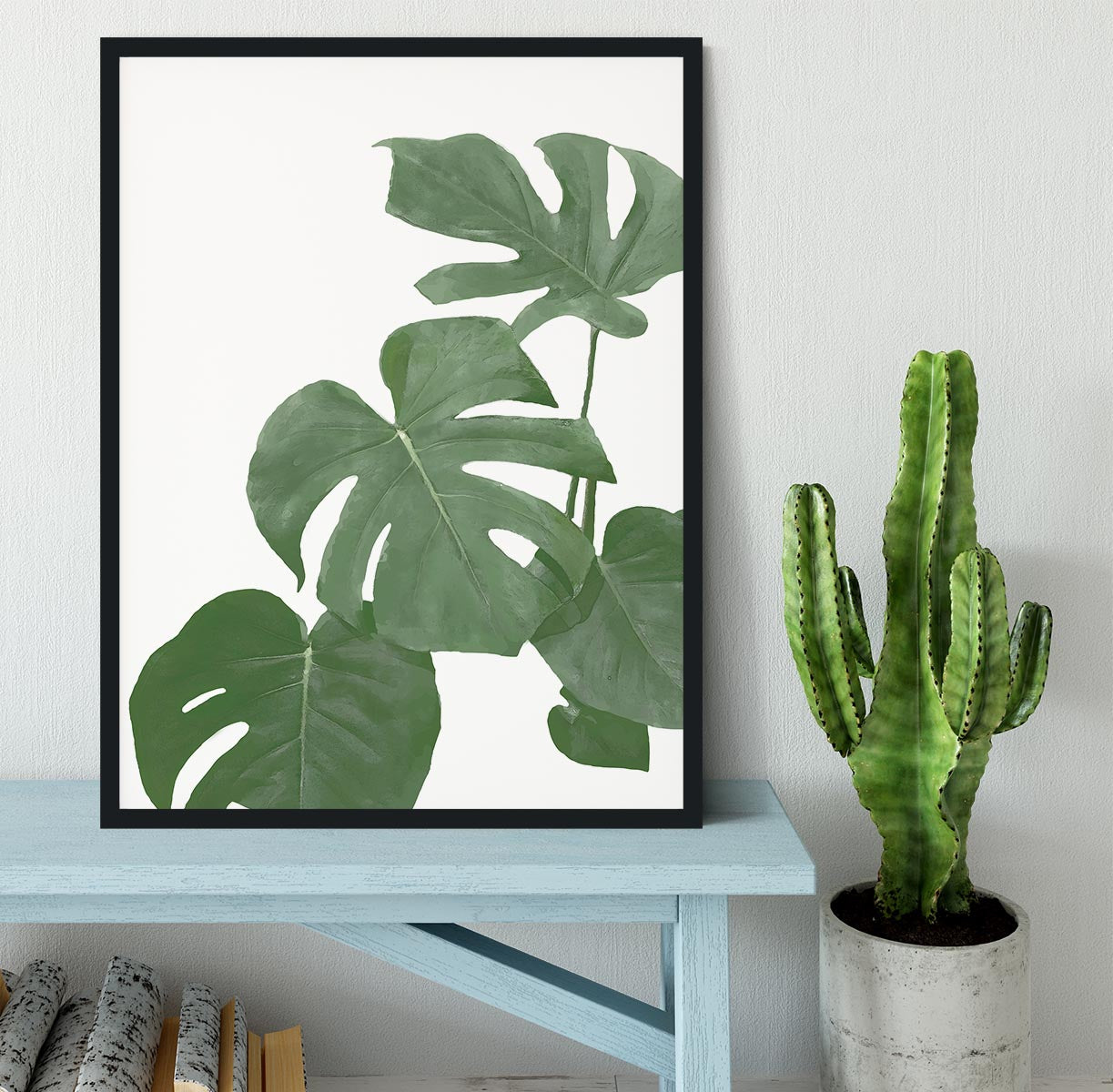 Monstera Aqua 03 Framed Print - Canvas Art Rocks - 2