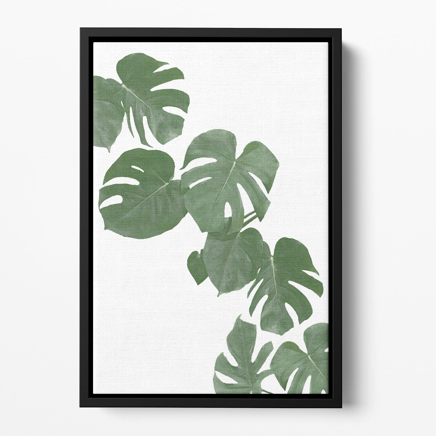 Monstera Aqua 02 Floating Framed Canvas - Canvas Art Rocks - 2