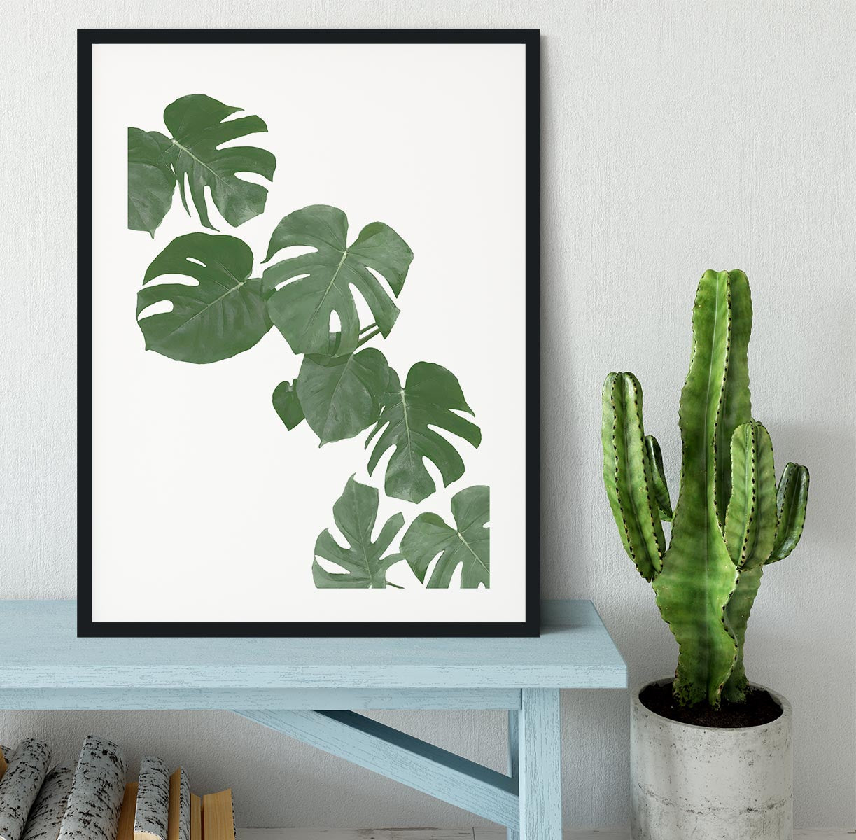 Monstera Aqua 02 Framed Print - Canvas Art Rocks - 1