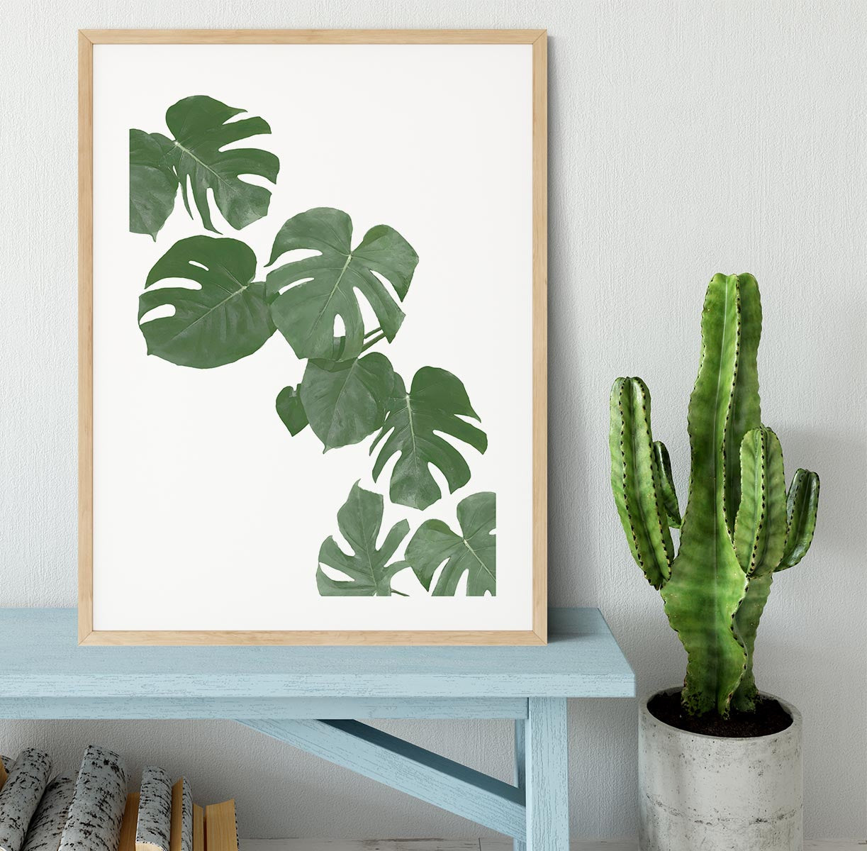 Monstera Aqua 02 Framed Print - Canvas Art Rocks - 3