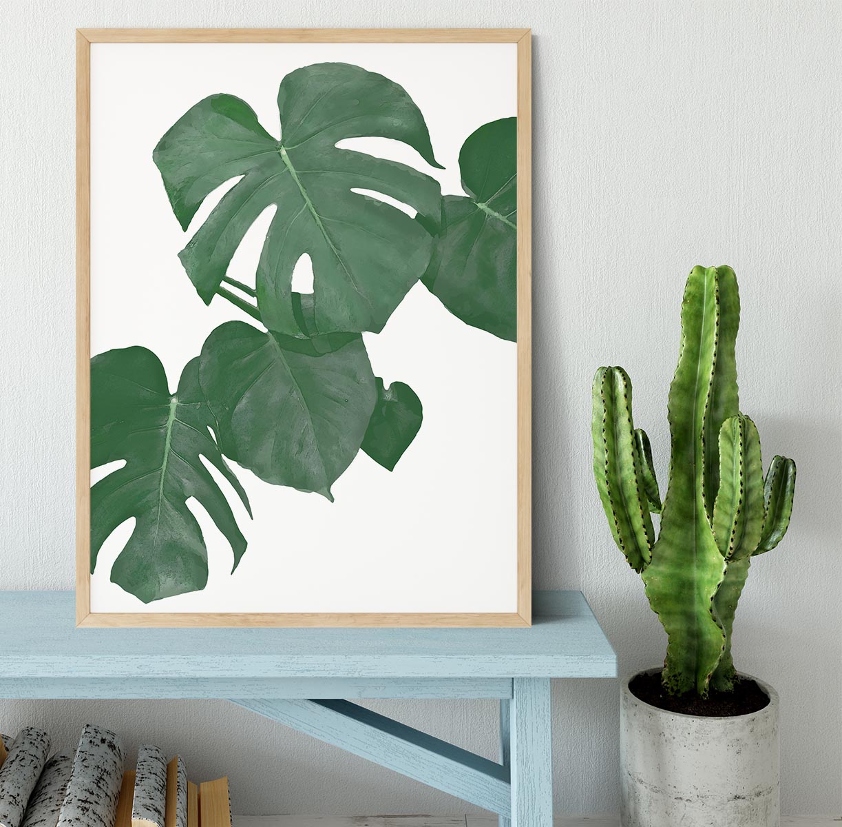 Monstera Aqua 01 Framed Print - Canvas Art Rocks - 4