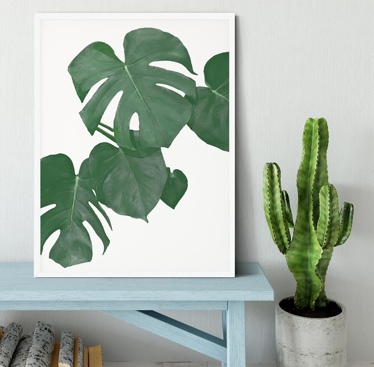 Monstera Aqua 01 Framed Print - Canvas Art Rocks -6