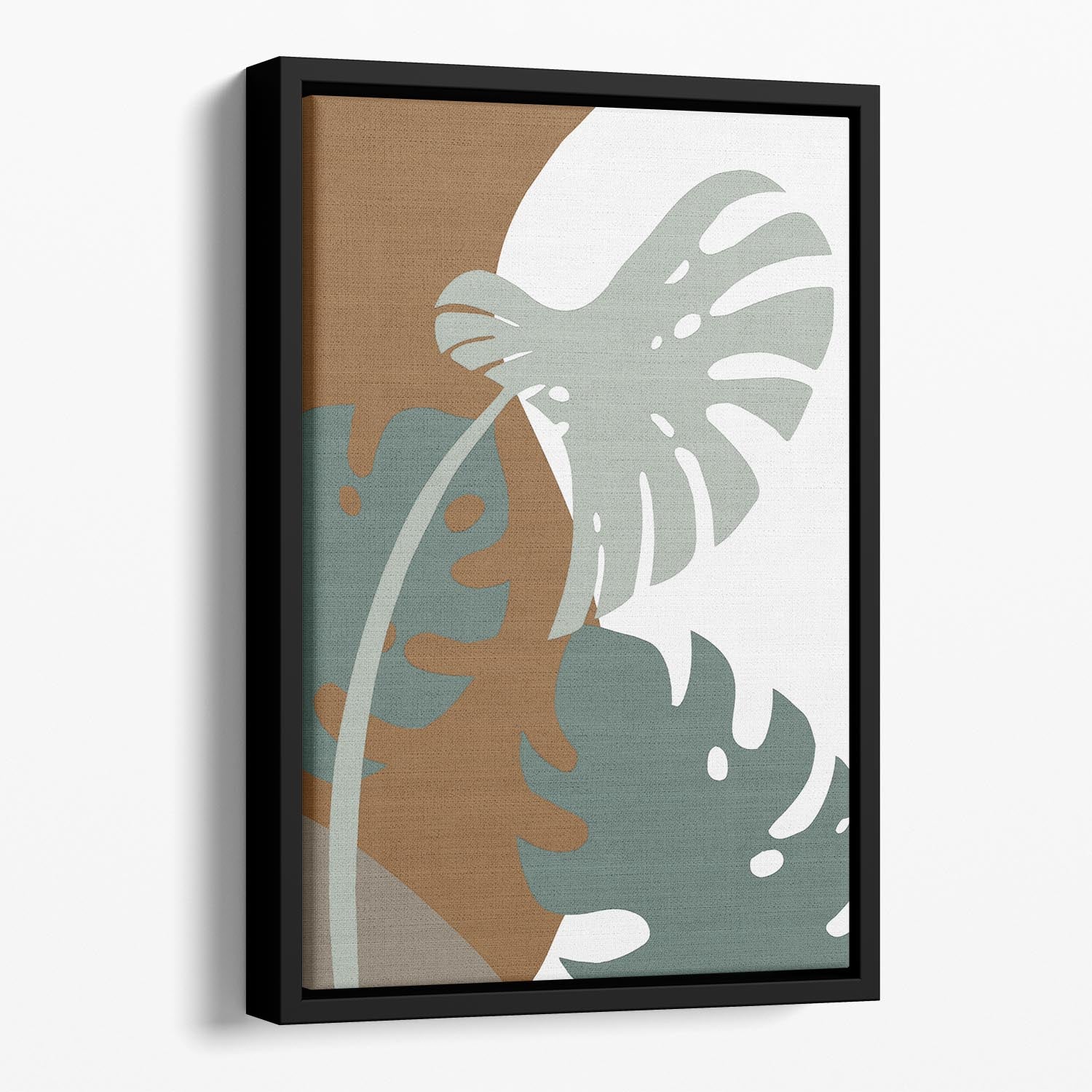 Monstera Cut Out 03 Floating Framed Canvas - Canvas Art Rocks - 1