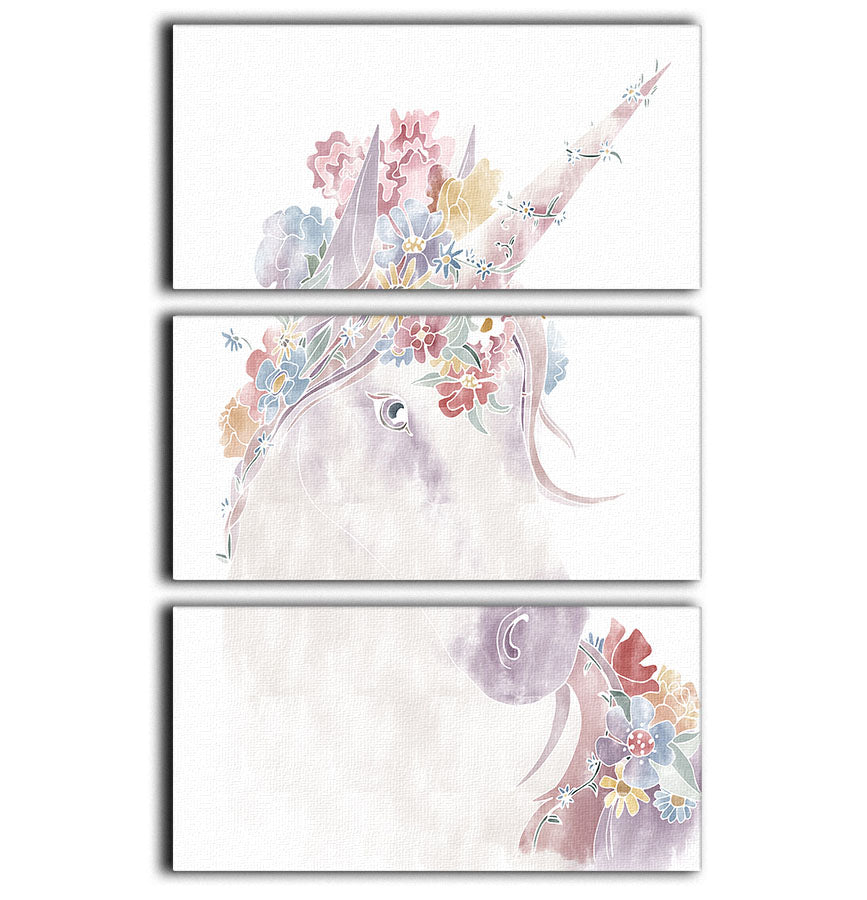 Unicorn Floral 3 Split Panel Canvas Print - Canvas Art Rocks - 1