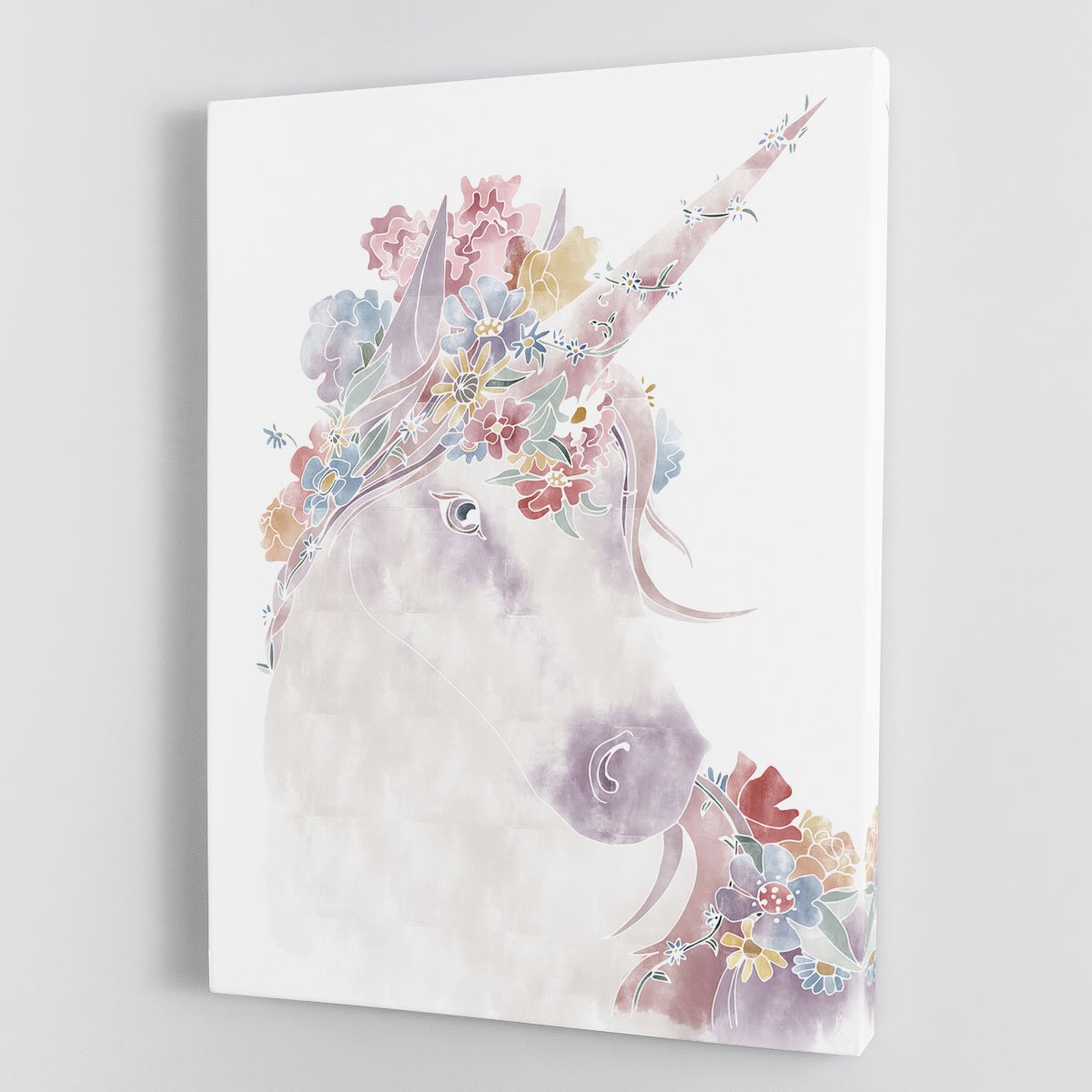 Unicorn Floral Canvas Print or Poster - Canvas Art Rocks - 1