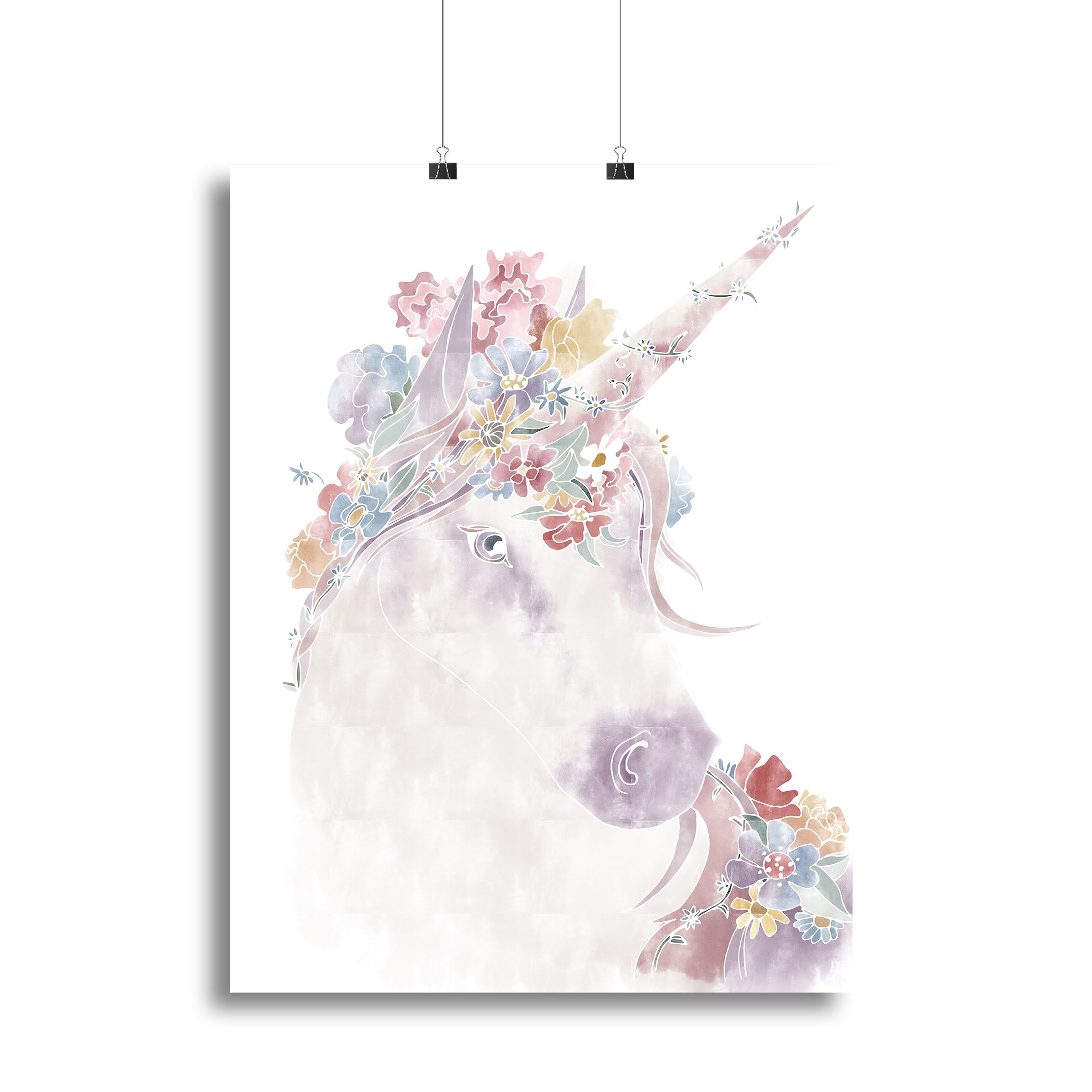 Unicorn Floral Canvas Print or Poster - Canvas Art Rocks - 2