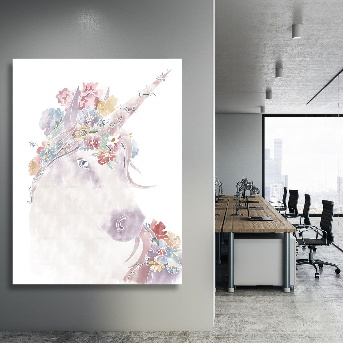 Unicorn Floral Canvas Print or Poster - Canvas Art Rocks - 3