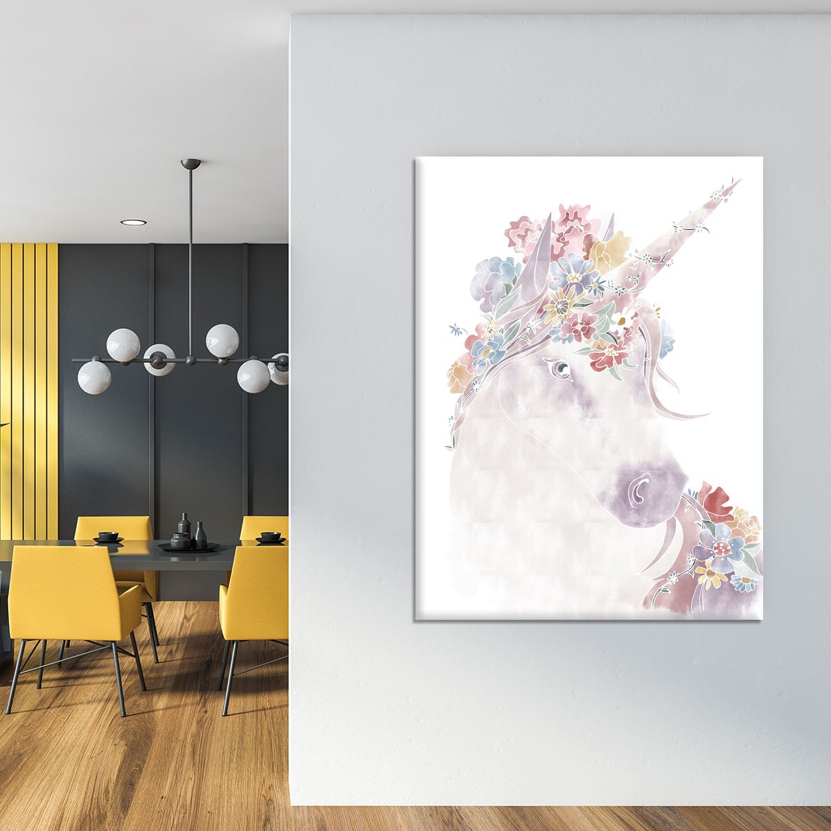 Unicorn Floral Canvas Print or Poster - Canvas Art Rocks - 4