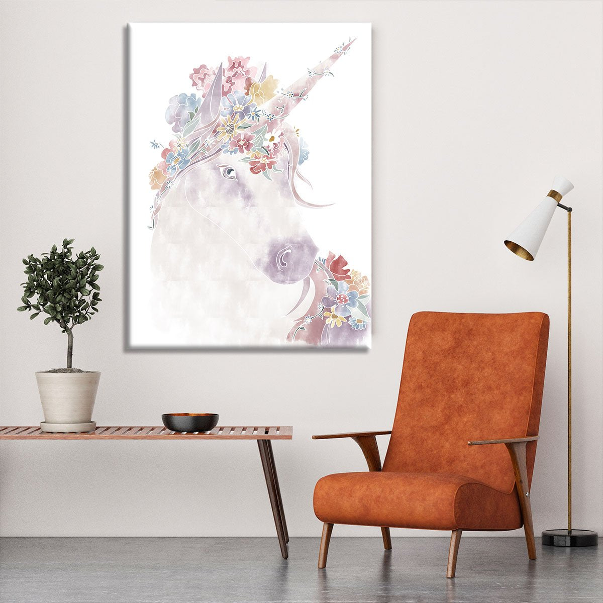 Unicorn Floral Canvas Print or Poster - Canvas Art Rocks - 6
