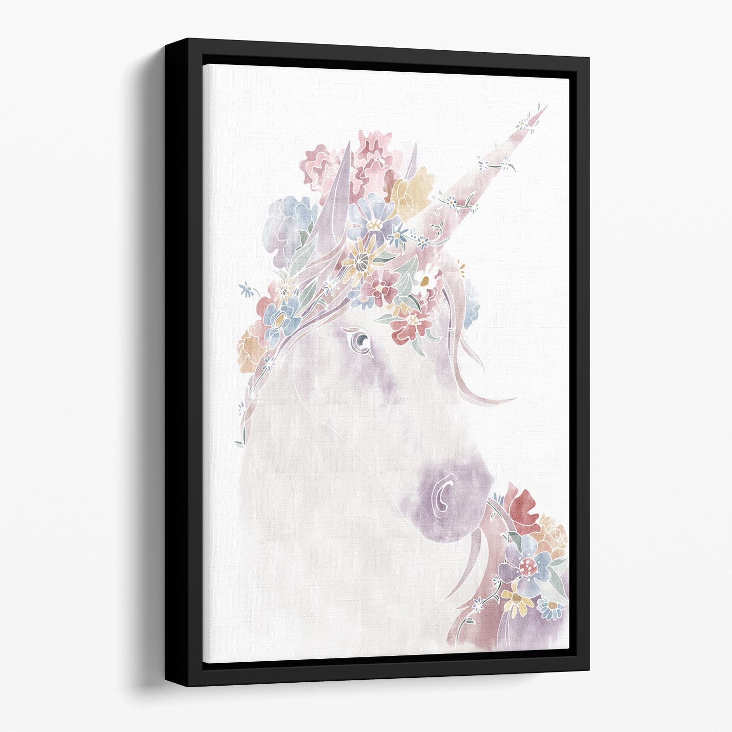 Unicorn Floral Floating Framed Canvas - Canvas Art Rocks - 1