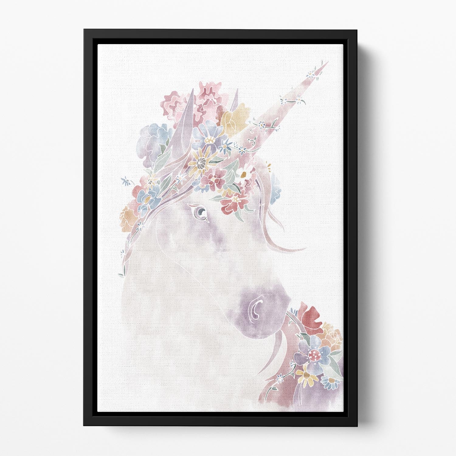 Unicorn Floral Floating Framed Canvas - Canvas Art Rocks - 2
