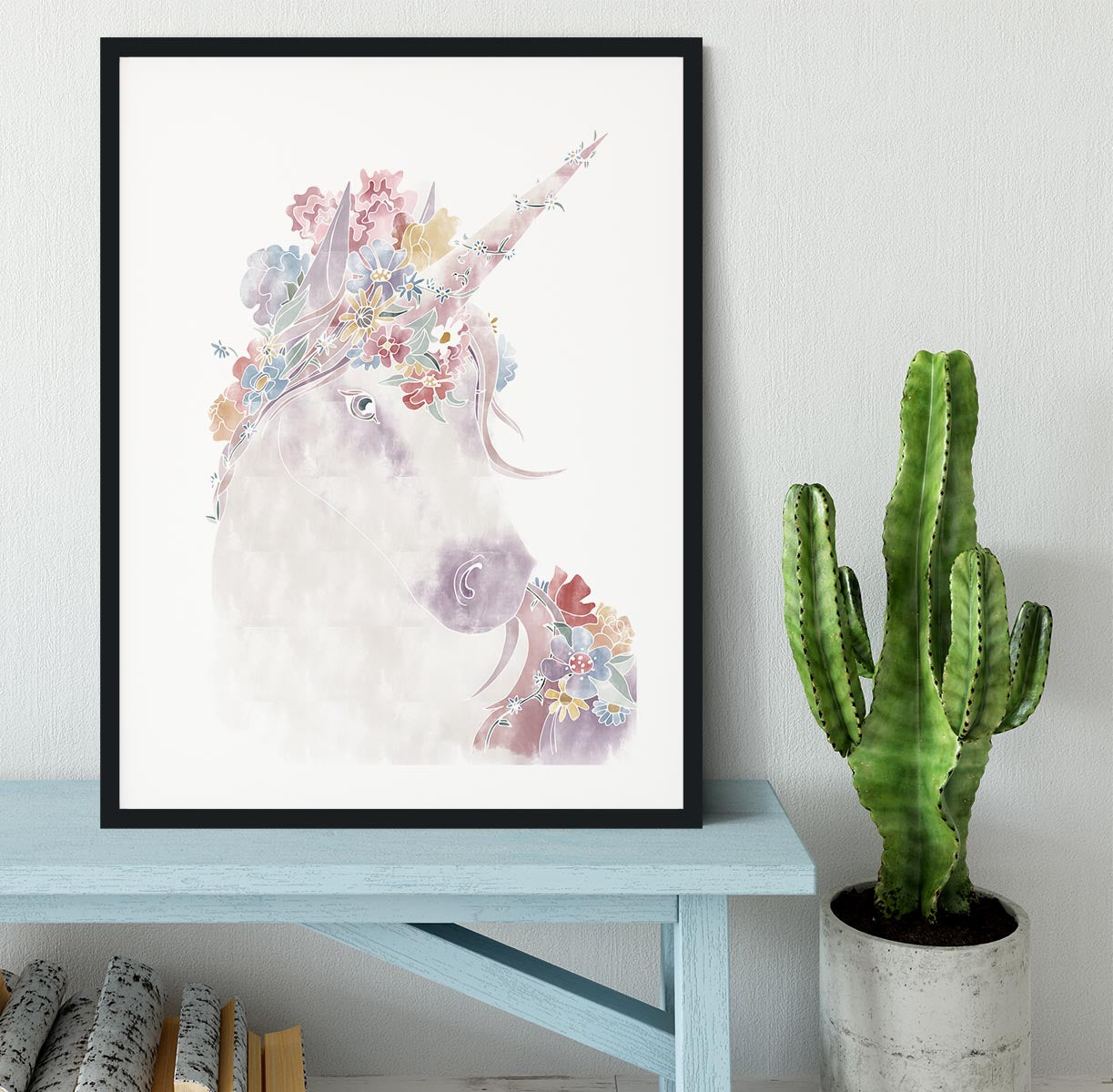 Unicorn Floral Framed Print - Canvas Art Rocks - 1