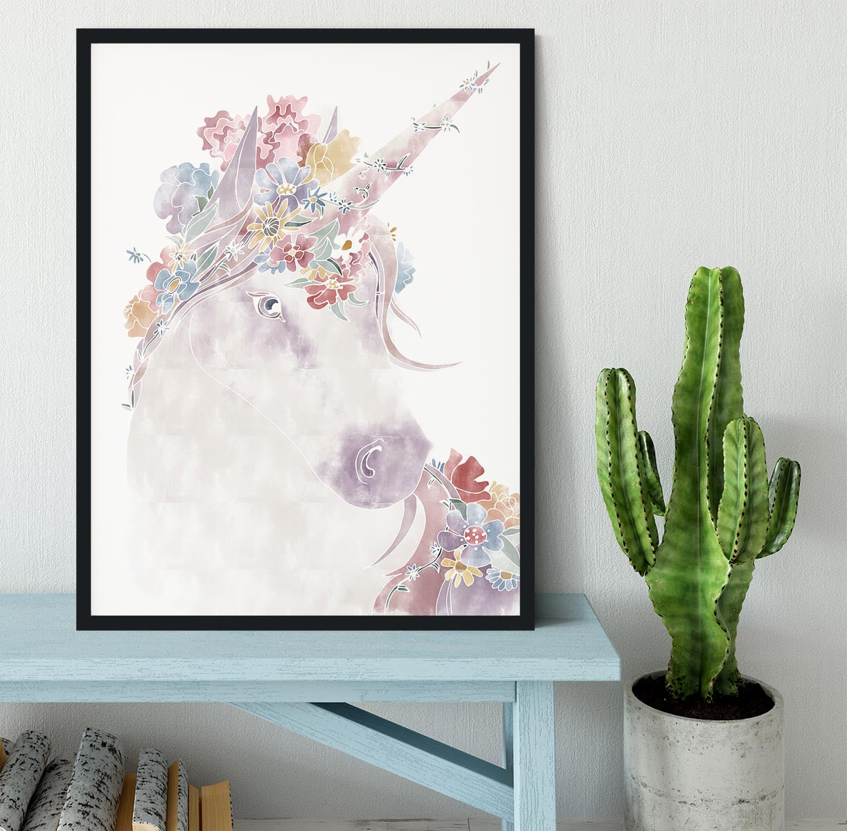 Unicorn Floral Framed Print - Canvas Art Rocks - 2