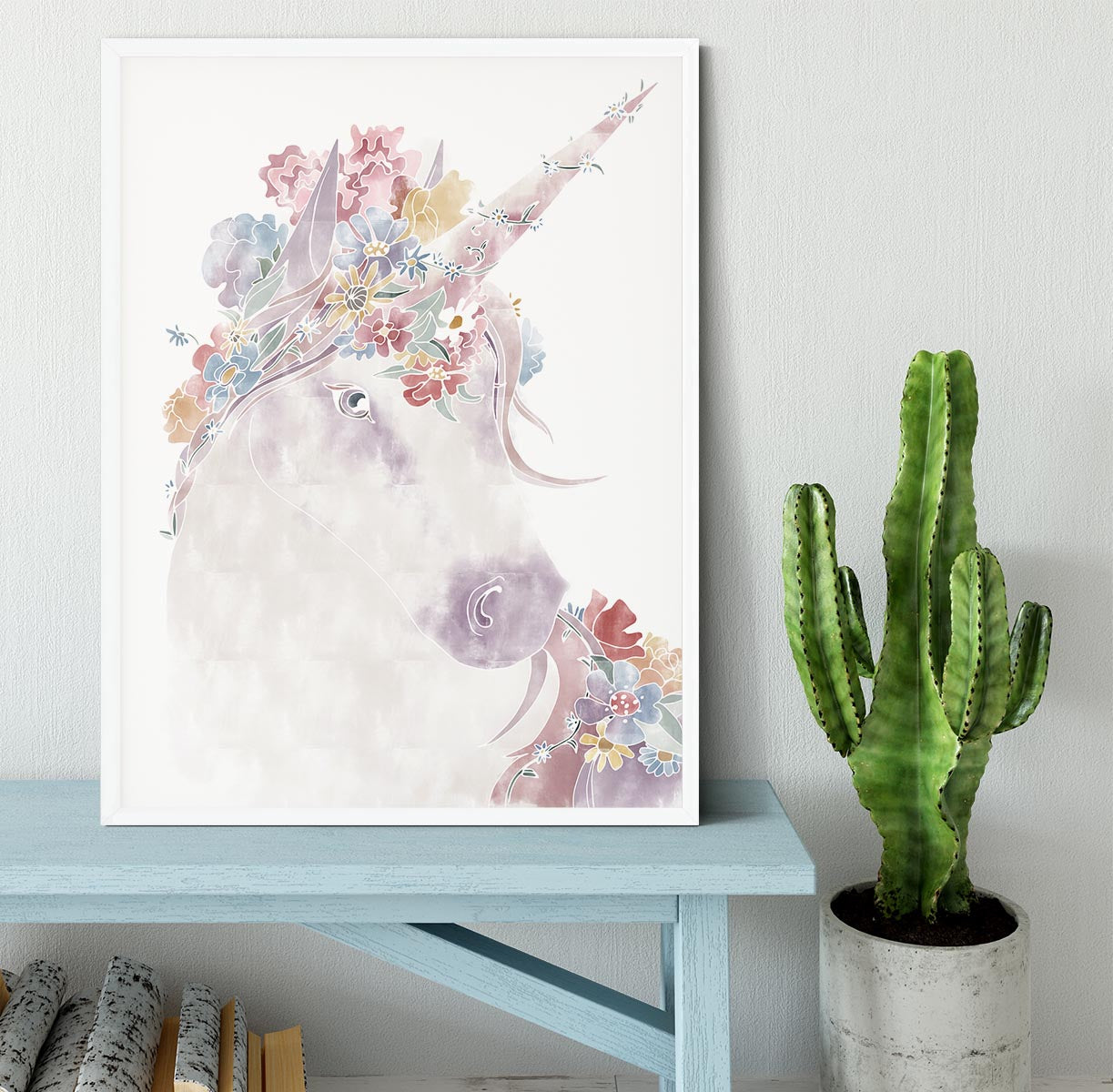 Unicorn Floral Framed Print - Canvas Art Rocks -6