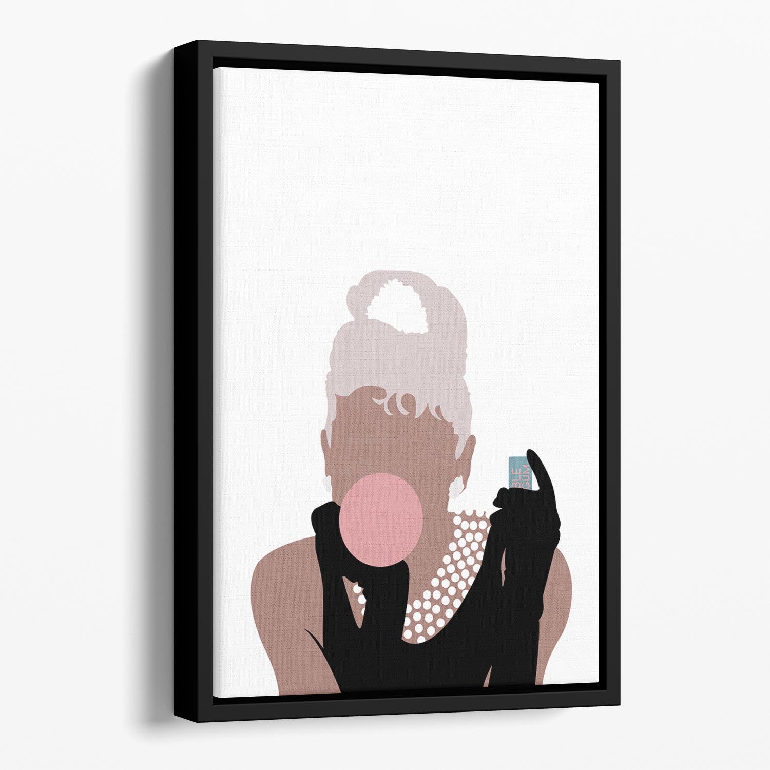 Bubblegum Girl Floating Framed Canvas - Canvas Art Rocks - 1