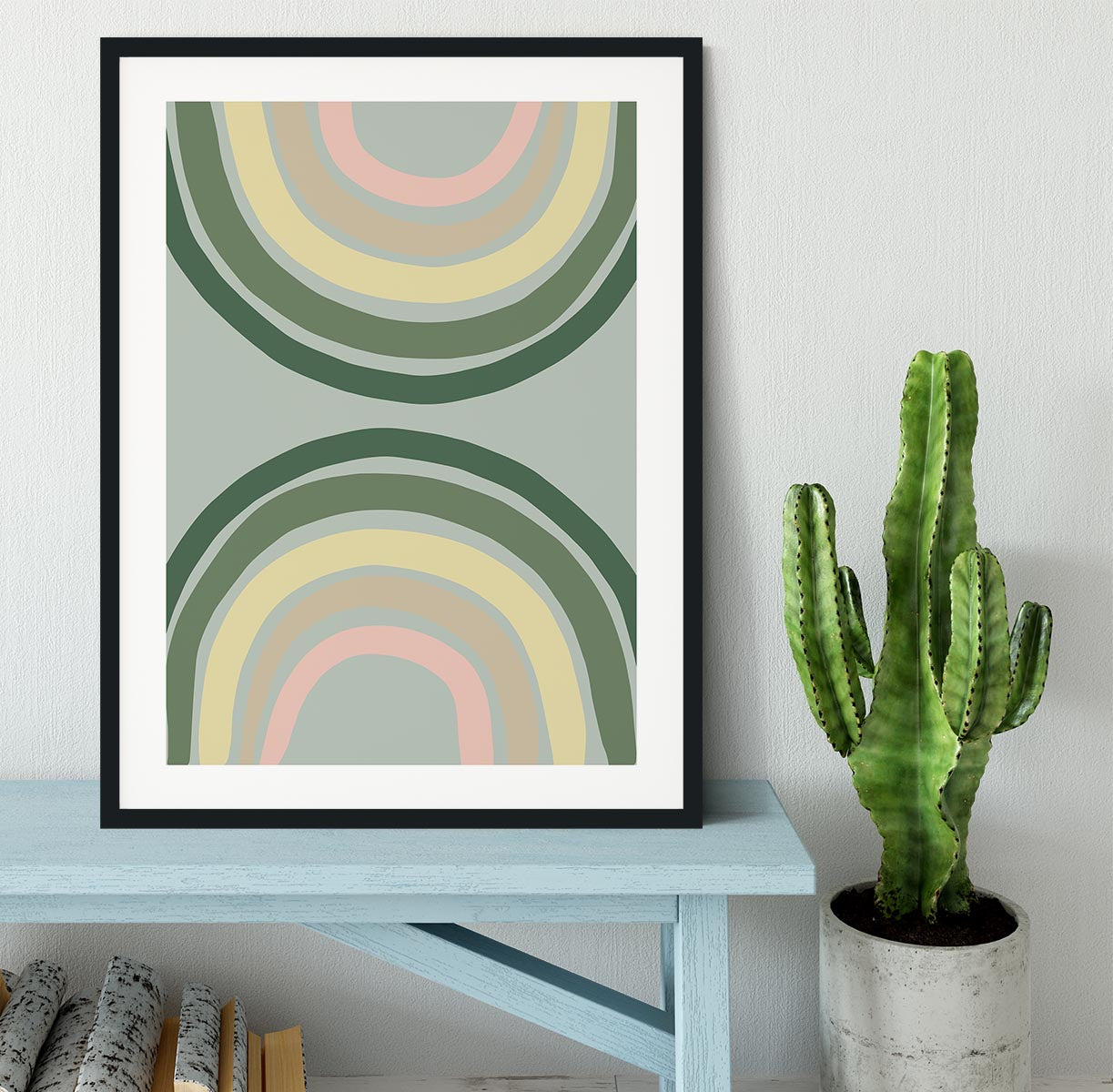 Double Rainbow Green Framed Print - Canvas Art Rocks - 1