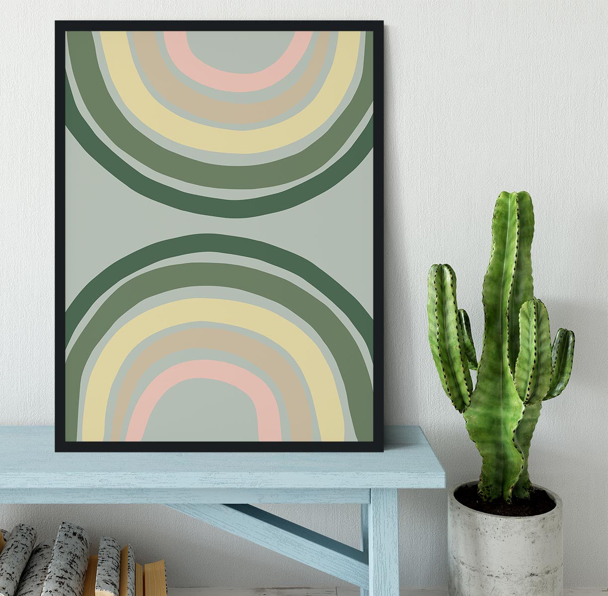Double Rainbow Green Framed Print - Canvas Art Rocks - 2