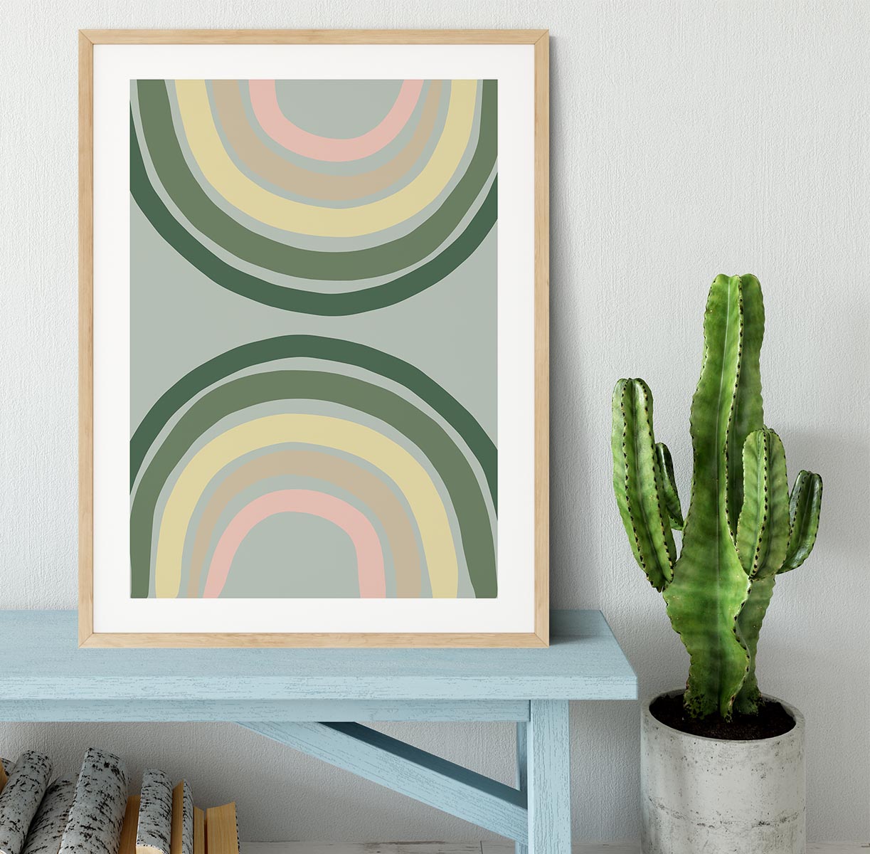 Double Rainbow Green Framed Print - Canvas Art Rocks - 3