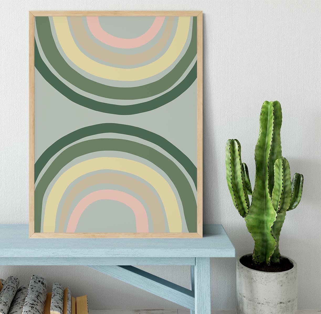 Double Rainbow Green Framed Print - Canvas Art Rocks - 4
