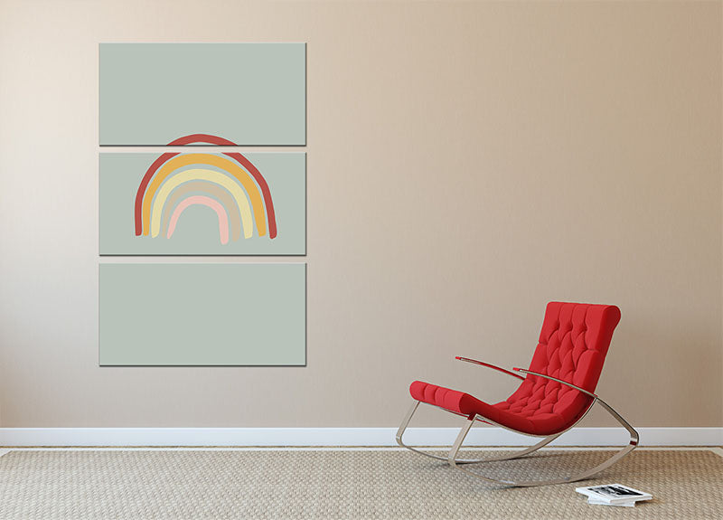 Rainbow Green 3 Split Panel Canvas Print - Canvas Art Rocks - 2