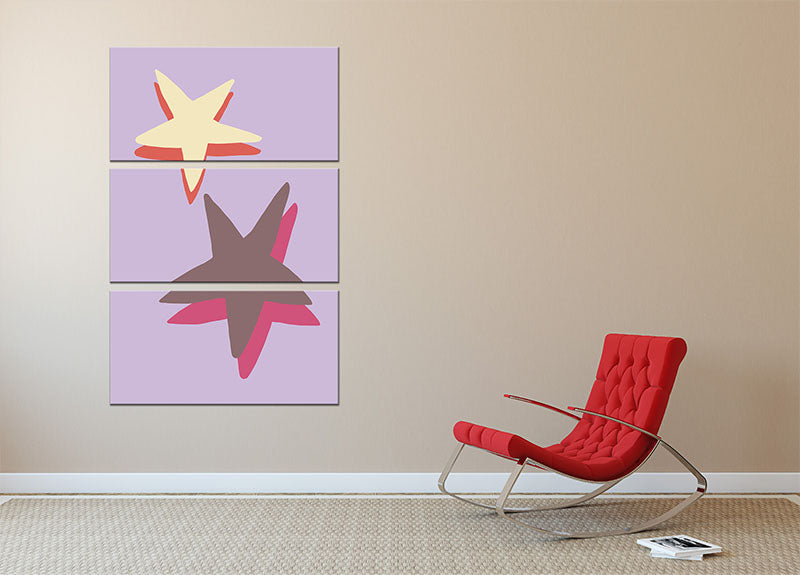 Lilac Star 3 Split Panel Canvas Print - Canvas Art Rocks - 2