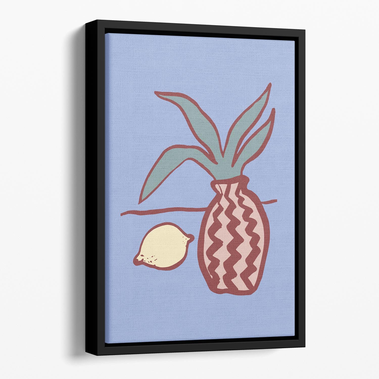 Blue Lemon Floating Framed Canvas - Canvas Art Rocks - 1