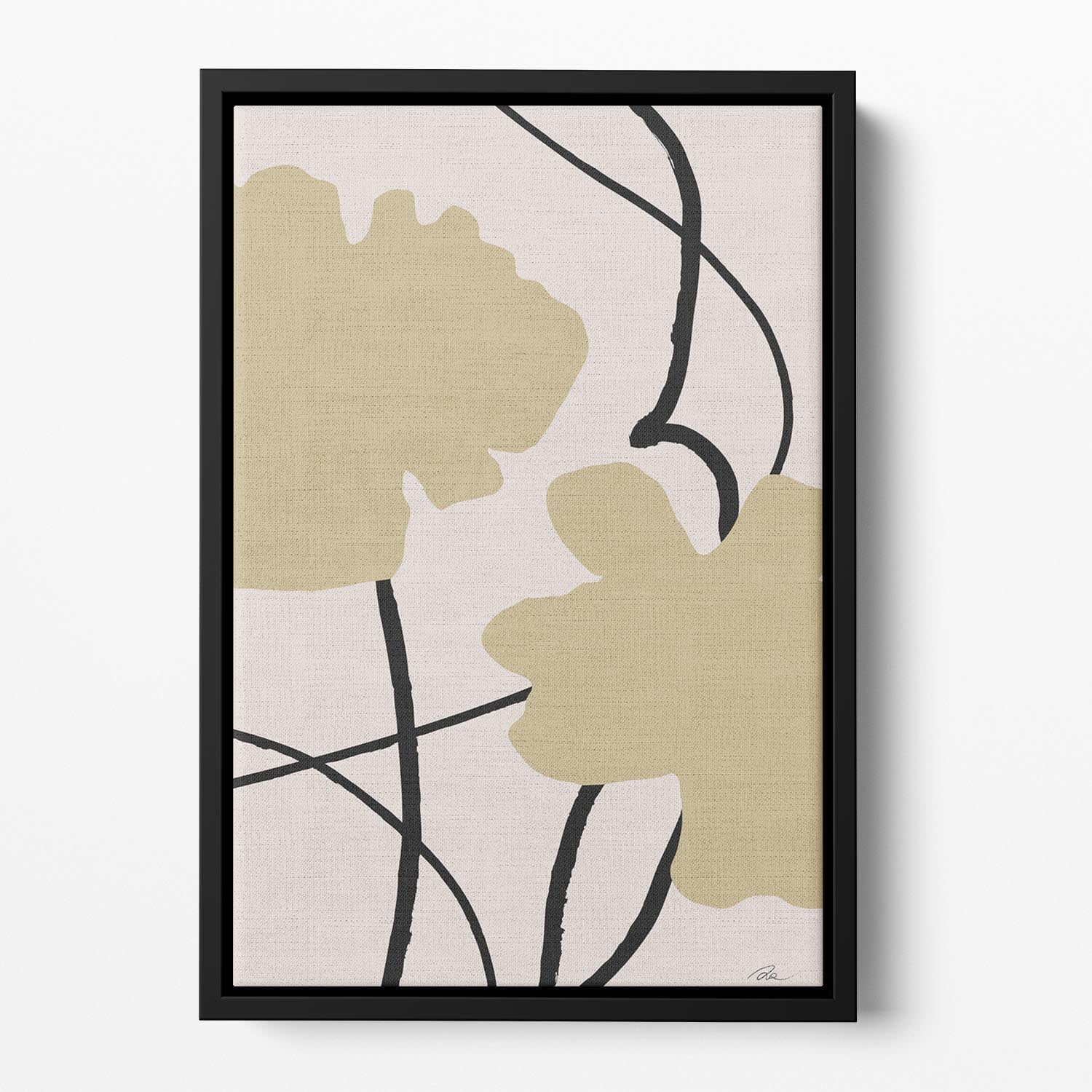 Beige Flowers 02 Floating Framed Canvas - Canvas Art Rocks - 2