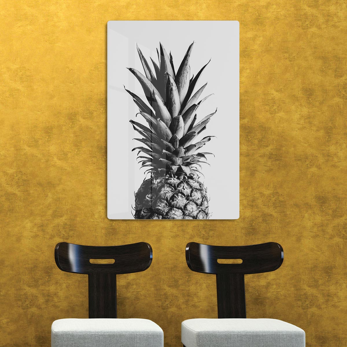 Pineapple Black a White 02 HD Metal Print - Canvas Art Rocks - 2