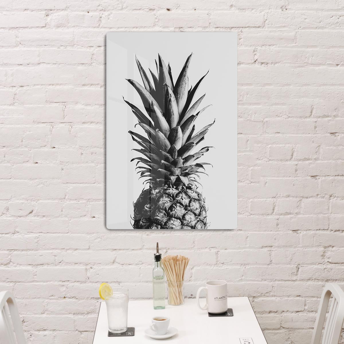 Pineapple Black a White 02 HD Metal Print - Canvas Art Rocks - 2