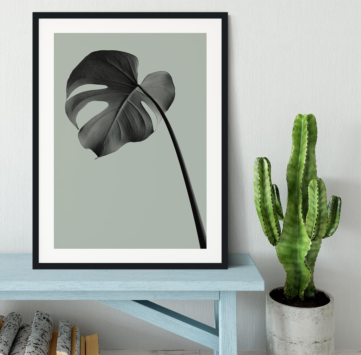 Monstera Teal 02 Framed Print - Canvas Art Rocks - 1