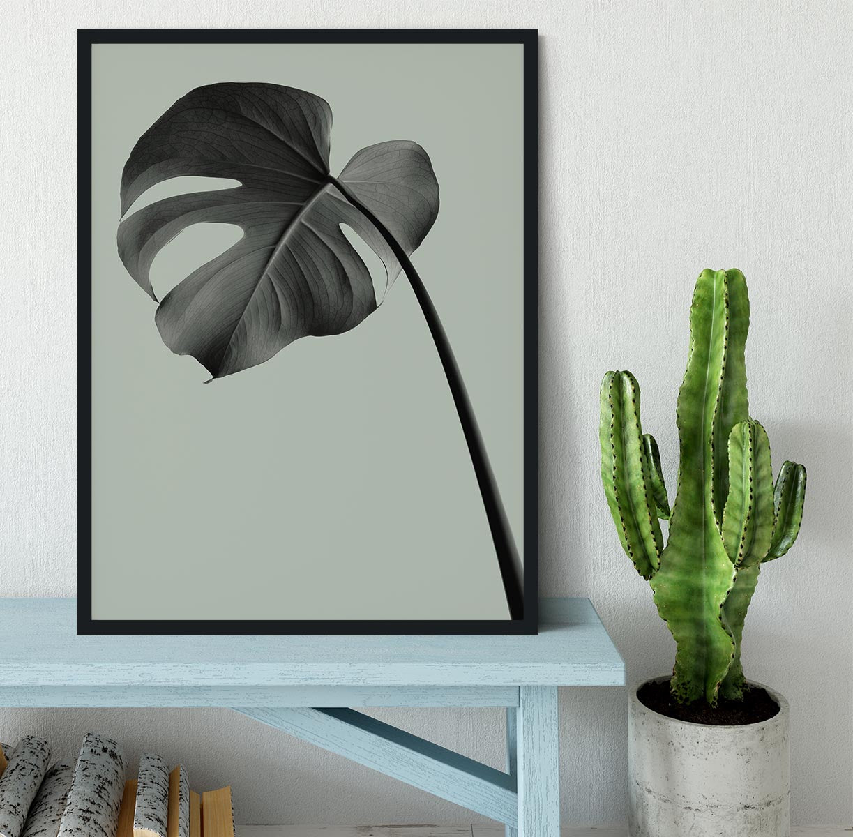 Monstera Teal 02 Framed Print - Canvas Art Rocks - 2