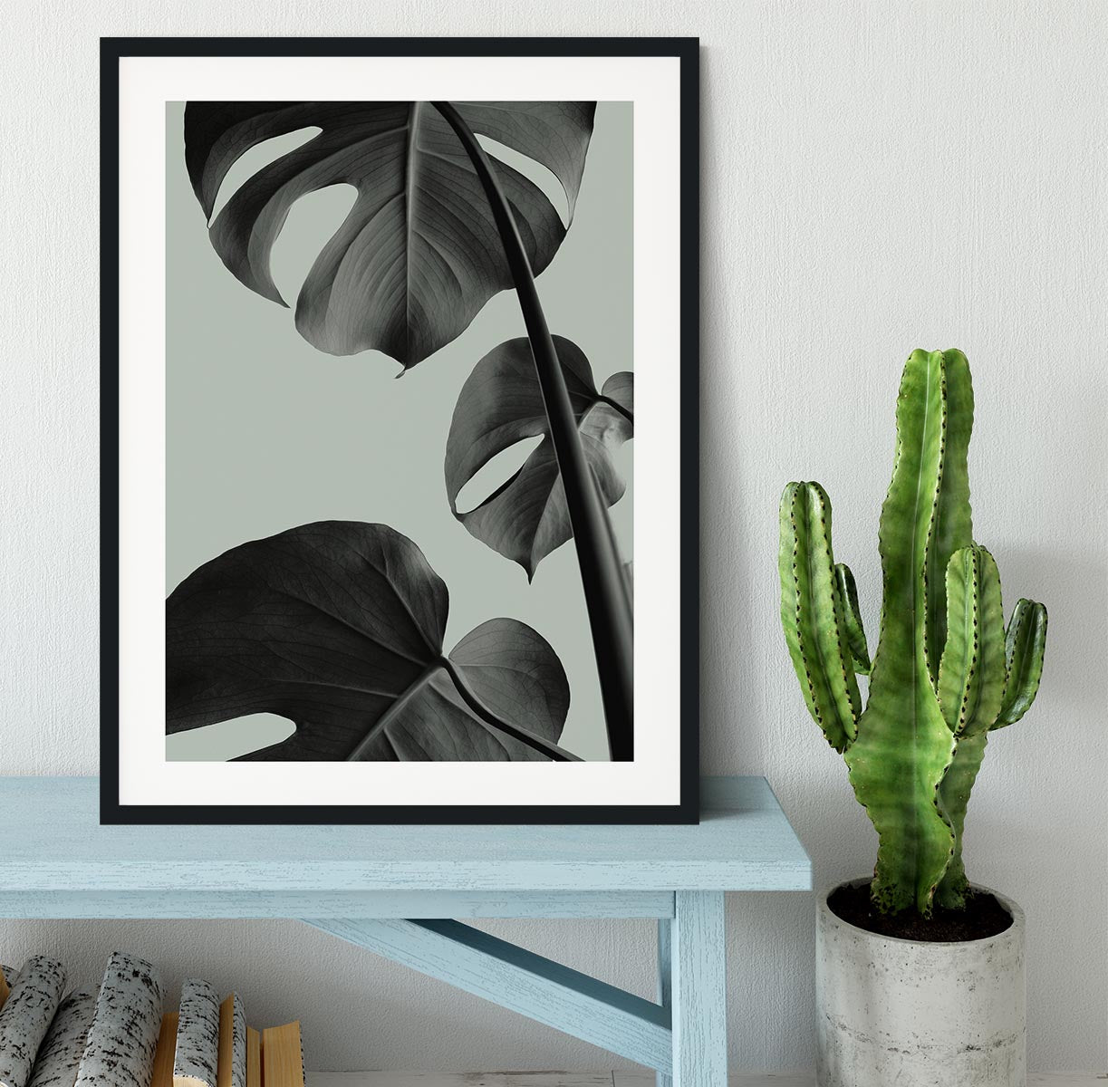 Monstera Teal 03 Framed Print - Canvas Art Rocks - 1