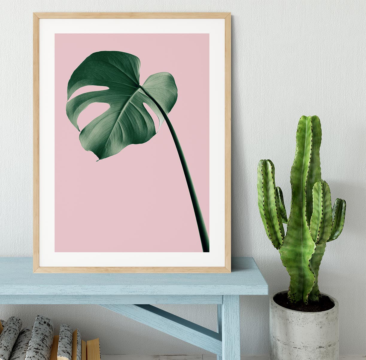 Monstera Pink No 05 Framed Print - Canvas Art Rocks - 3