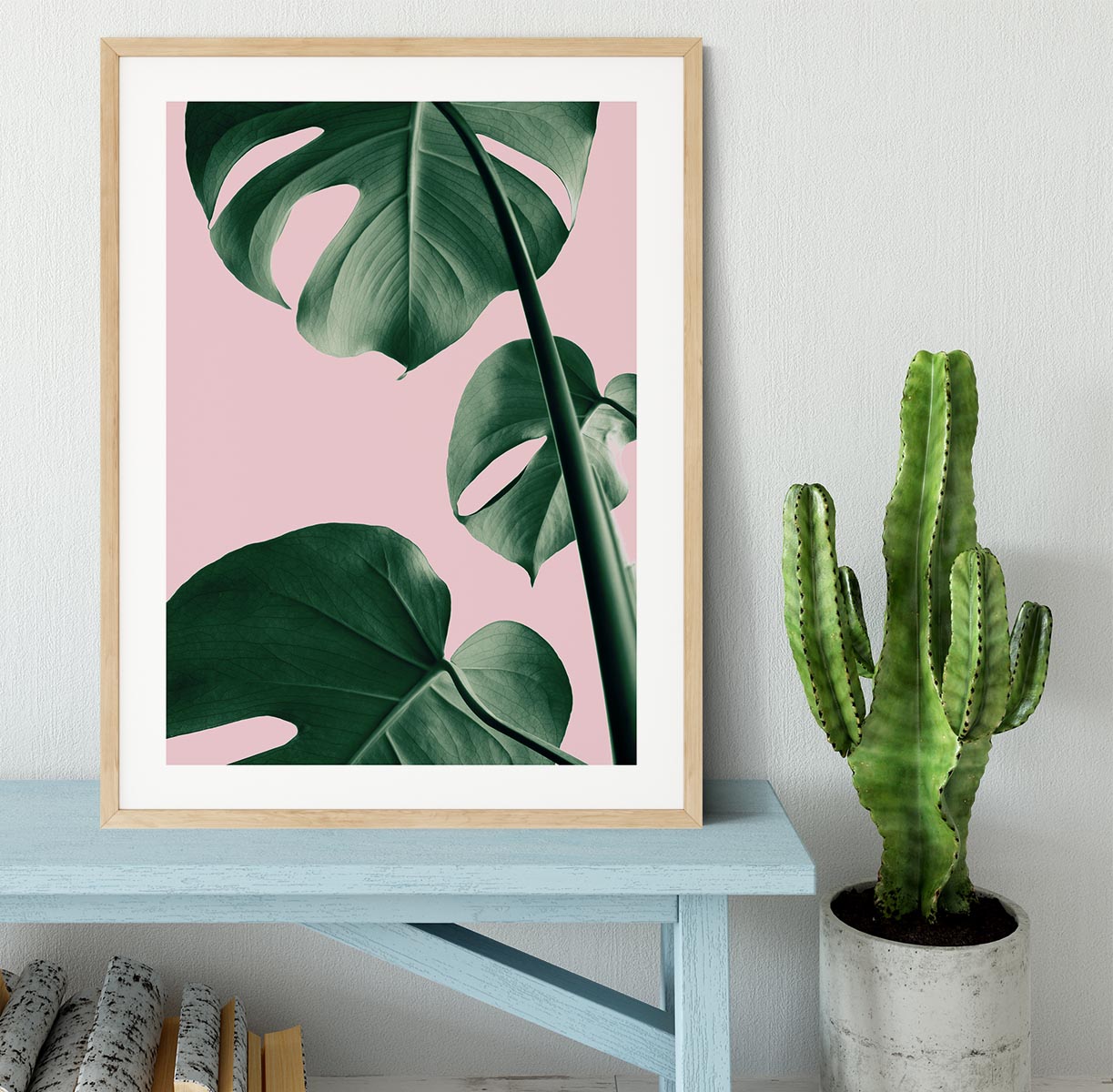 Monstera Pink No 06 Framed Print - Canvas Art Rocks - 3