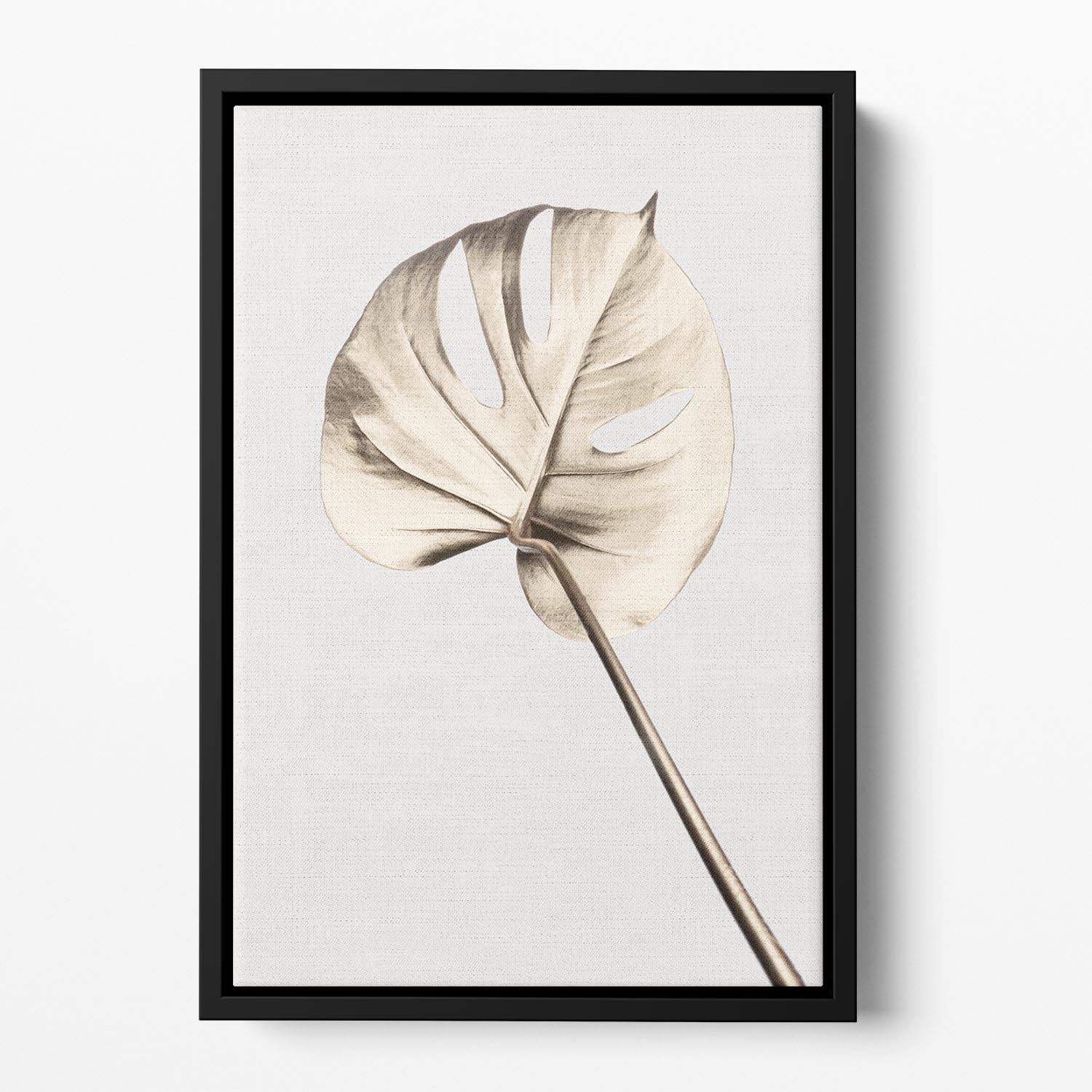 Monstera Gold 05 Floating Framed Canvas - Canvas Art Rocks - 2