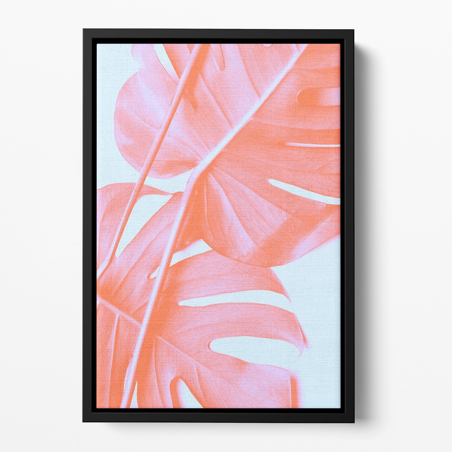 Monstera Orange 04 Floating Framed Canvas - Canvas Art Rocks - 2