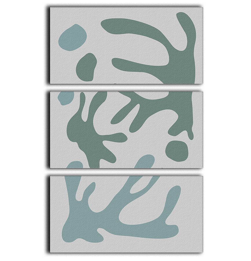 Seaweed Teal No 1 3 Split Panel Canvas Print - Canvas Art Rocks - 1
