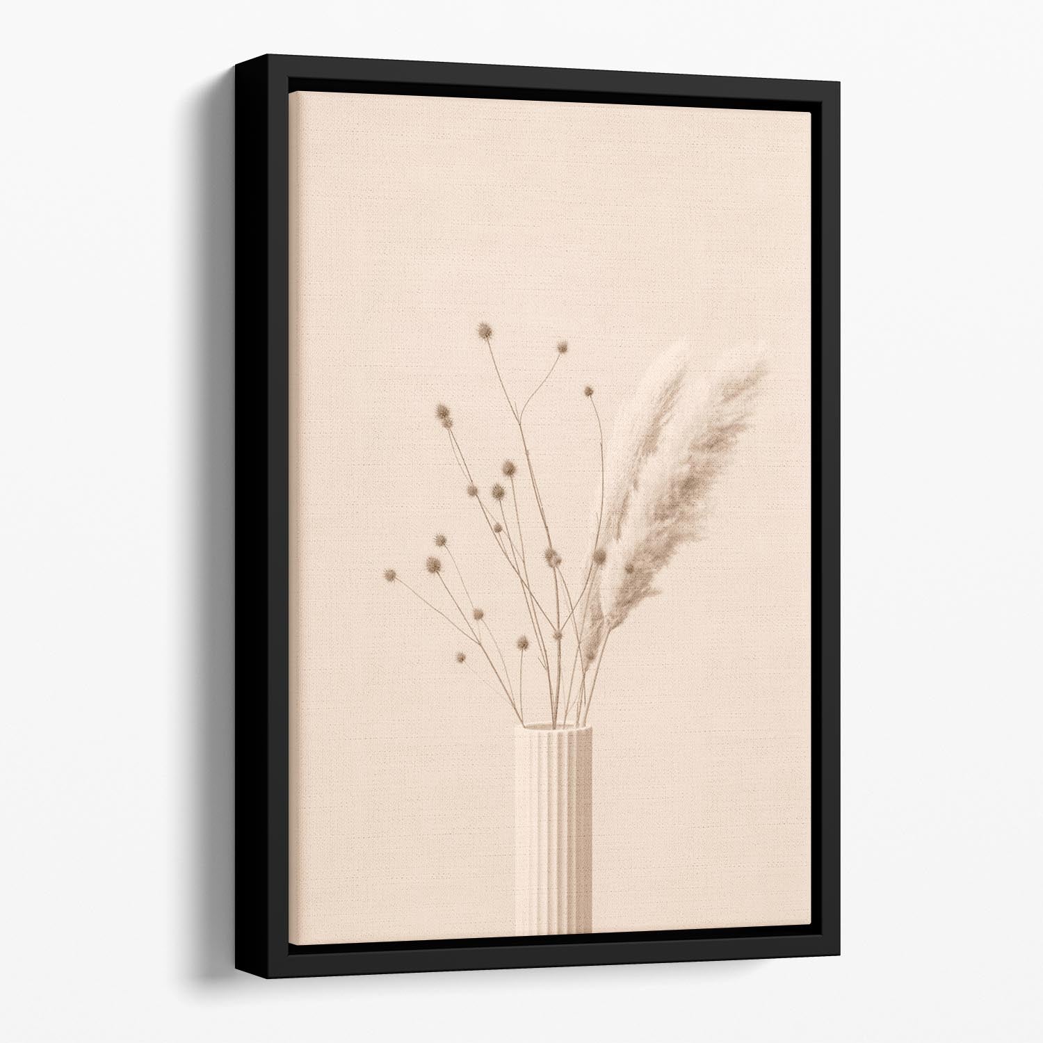 Thistle a Pampas Beige Floating Framed Canvas - Canvas Art Rocks - 1