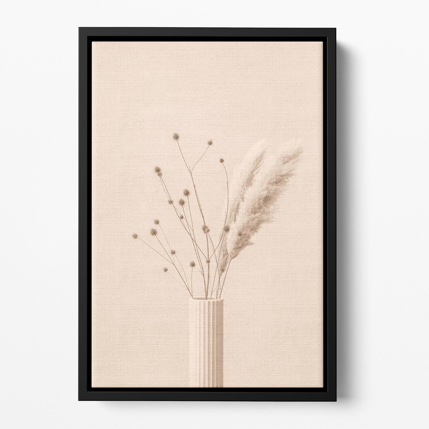 Thistle a Pampas Beige Floating Framed Canvas - Canvas Art Rocks - 2