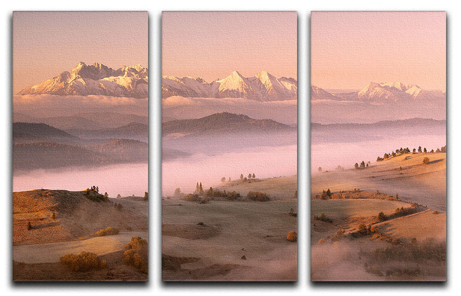 Fog Tatra 3 Split Panel Canvas Print - Canvas Art Rocks - 1