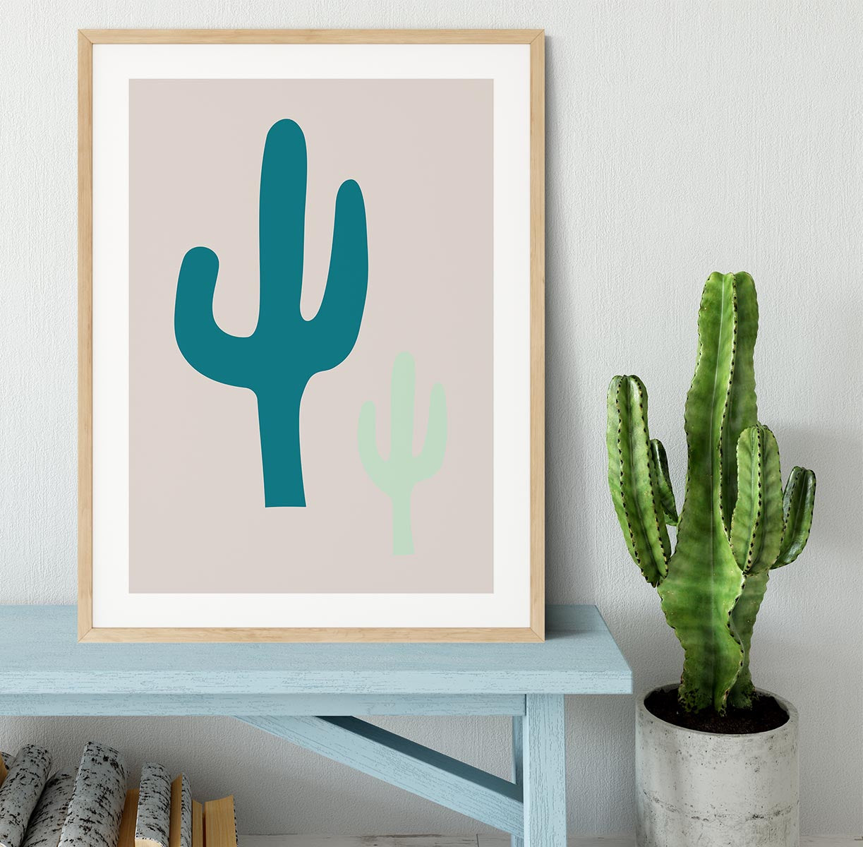 Cactus Beige Framed Print - Canvas Art Rocks - 3