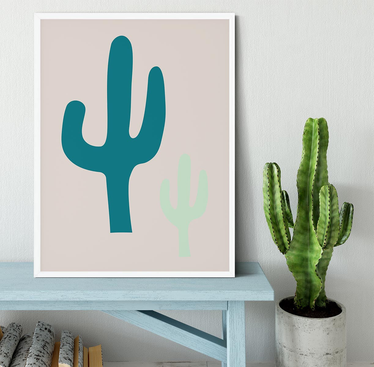 Cactus Beige Framed Print - Canvas Art Rocks -6