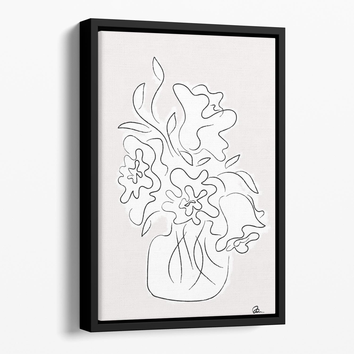 Flower Bouquet Grey Floating Framed Canvas - Canvas Art Rocks - 1