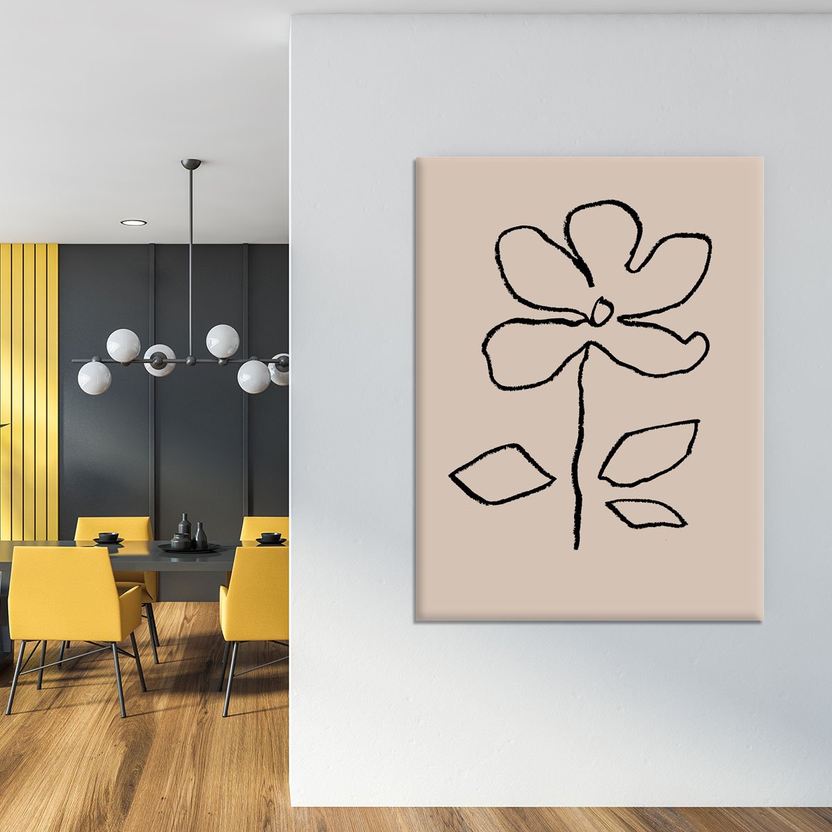 Oil Pastel Flower Black Canvas Print or Poster - Canvas Art Rocks - 4