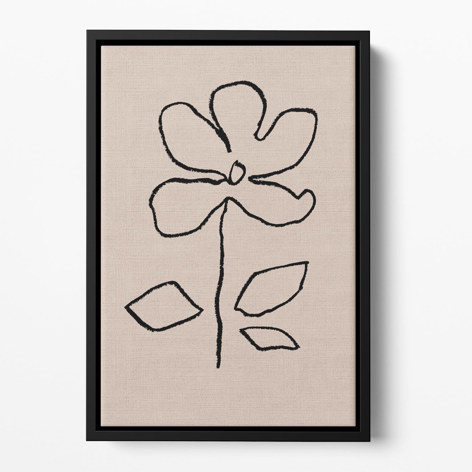 Oil Pastel Flower Black Floating Framed Canvas - 1x - 2